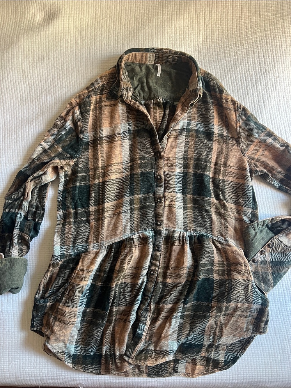 Free People Plaid Button-up tunic